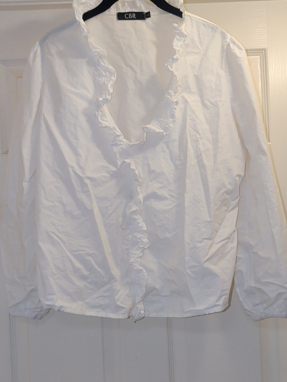 CBR White Ruffle Front Blouse